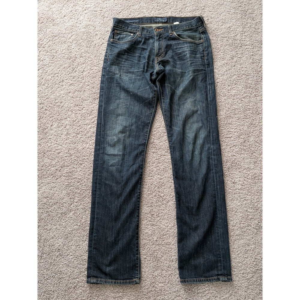Lucky Brand 221 Original Straight Jeans 30x34 (Fits 32x34) Dark Wash Frayed Hem